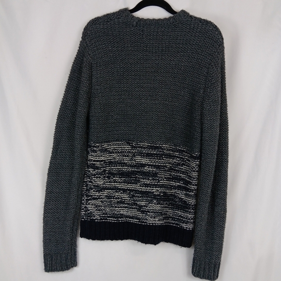 NATIVE YOUTH Polar Knit Sweater Men's Size M Gray Rib Chunky Crew Neck - Picture 3 of 6